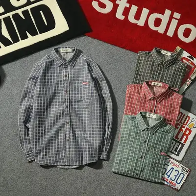 2020 Men Plaid Slim Fit Long Sleeve Shirt