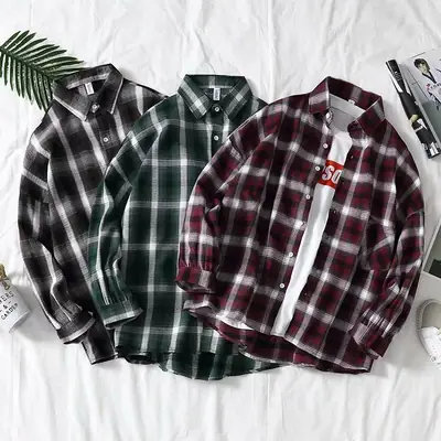 Men's Red Plaid Button Shirt Long Sleeve