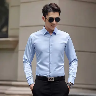 Men's Maroon Slim Fit Business Shirt with Button Front