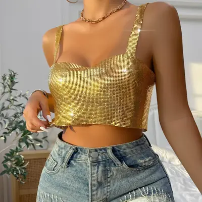 Metallic Strapless Tube Top 2026 Women's Nightclub Wear