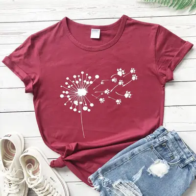 Yellow Dandelion Print T-Shirt for Women