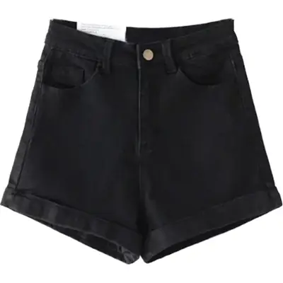 Women Denim Shorts White High Waist Wide Leg