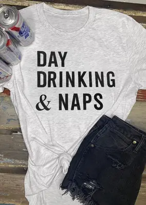 Day Drinking Naps Yellow Cotton T-Shirt