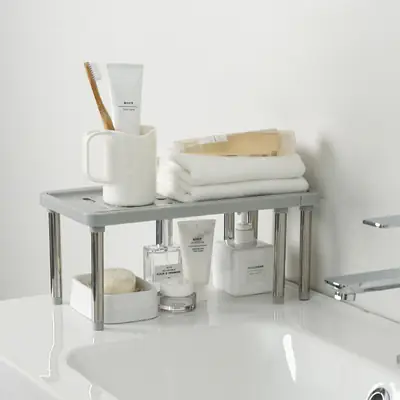 White Kitchen Retractable Storage Rack for Oven Microwave Rice Cooker