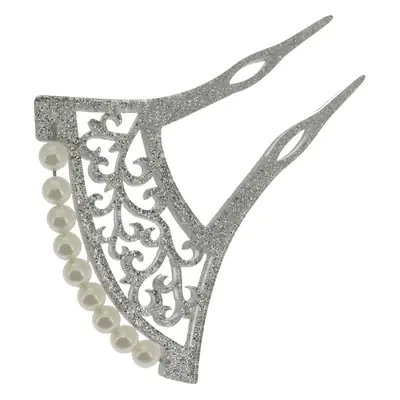 Ancient Hollow Bridal Hairpin with Pearl Beads Black