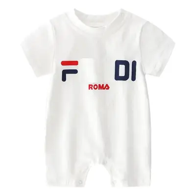 Baby FIO Roma Printed Cotton Jumpsuit White