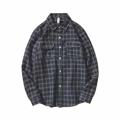 Men Plaid Shirt Yellow Brown Long Sleeve Casual Wear