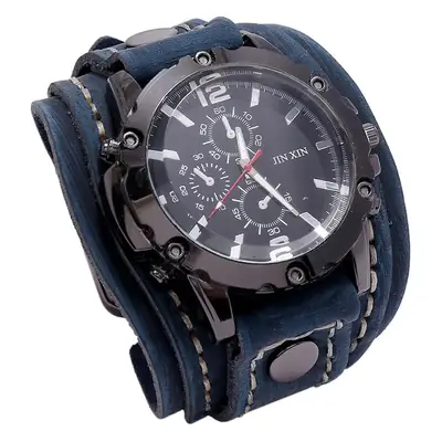 Punk New Jewelry Vintage Hand-stitched Cowhide Watch European and American Cross-border Supply Exaggerated Men's Leather Bracelet