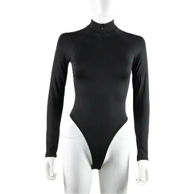 Long Sleeve Zipper Tight Fitting White Women's Top