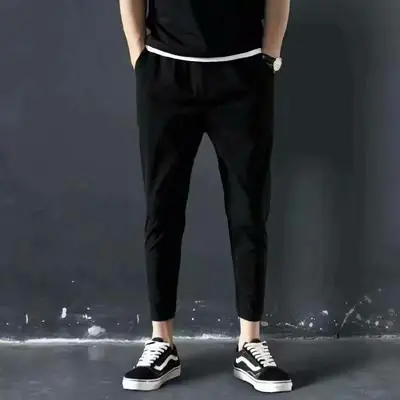 Men Skinny Black Ankle Pants Casual Sports Wear