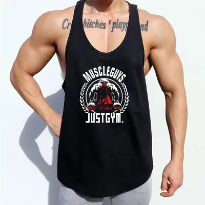 Men's Yellow Muscle Design Sleeveless Tank Top