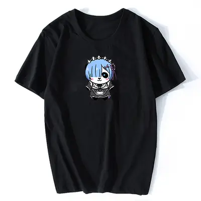 Men Women Anime Graphic Black T-Shirt