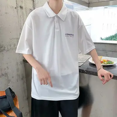 Men Crosshair Polo T-Shirt Black Short Sleeve