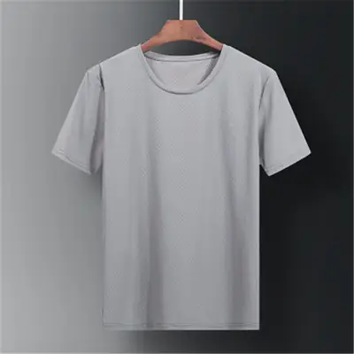 Men White Short Sleeve T-Shirt Ice Silk Mesh 2020 Summer