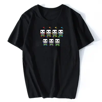 New 2020 Cartoon T-Shirt Black Cotton Loose Summer Wear