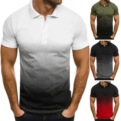 Men 3D Sports Polo Shirt Olive Green Slim Fit