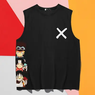 One Piece Anime Sleeveless Vest Yellow for Men Women