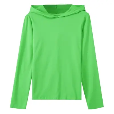 Women Green Hooded Sweatshirt Casual Top with Plaid Bottom