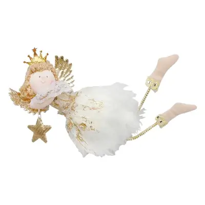 Cute Angel Plush Doll Christmas Tree Ornaments White Gold