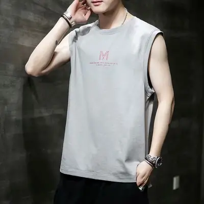Men Sleeveless Graphic Vest White Casual Wear