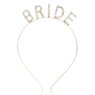 Brave Bride Headband with Crystal Letters Rose Gold