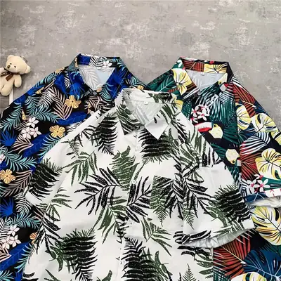 Hawaiian Printed Men's Shirt with Ruff and Belt