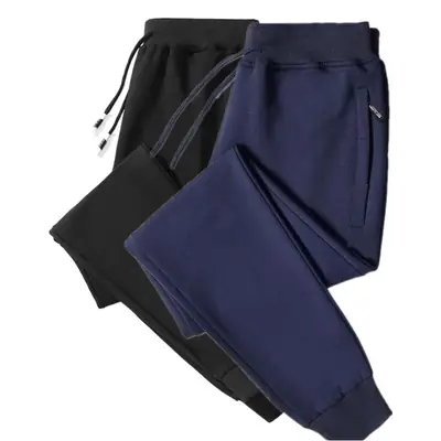 Men Grey Cotton Casual Trousers Spring Autumn Sweatpants