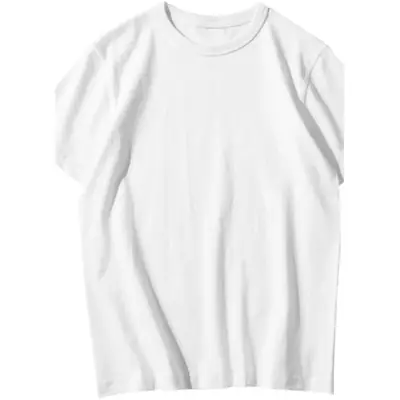 Women Men 300g White Cotton T-Shirt Short Sleeve