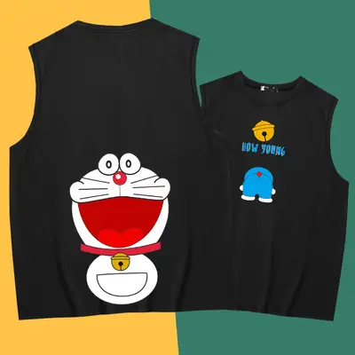 Japanese Anime Cotton Vest Male Female Cartoon Teenager Loose Sleeveless Base Shirt Top