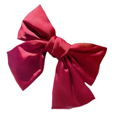 Japanese Satin Large Bow Hairpin Red Clip