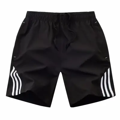 Men Black Red Stripe Sports Shorts Plus Size