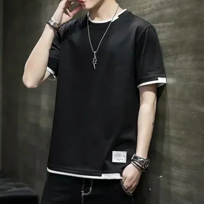 Men Grey Short Sleeve T-Shirt 2020 Summer