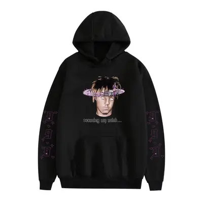 Men Black Hoodie with "JUICEWORLD" Graphic Print