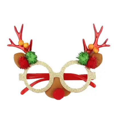 Christmas Antler Glasses Party Decor Gold Red