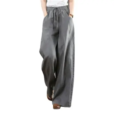 Korean Linen Wide Leg Pants Large Women