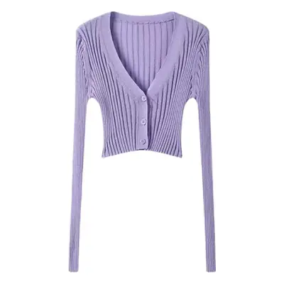 Women V-Neck Long Sleeve Ice Silk Knit Sweater