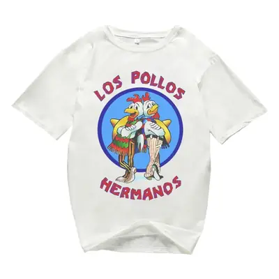 Los Polos Men's T-Shirt White Round Neck Large