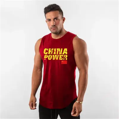 Men Sleeveless Vest Red Gym Workout