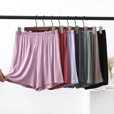Purple Elastic Waist Casual Shorts for Women
