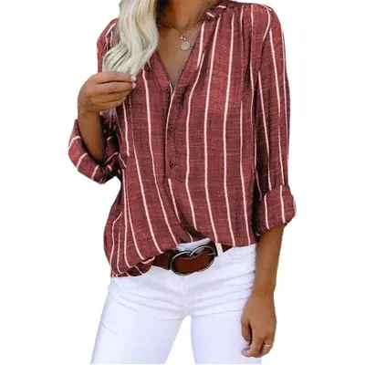 Women Printed Striped Shirt Same Day Delivery