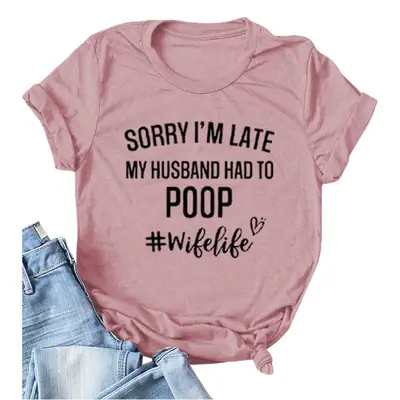 Women's Navy T-Shirt "Sorry I'm Late" Picnic Wish