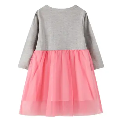 Girls' Unicorn Knitted Princess Dress Grey Pink