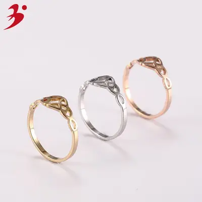 Hollow Symmetrical Irish Knot Rings for Women Gold Silver Rose Gold