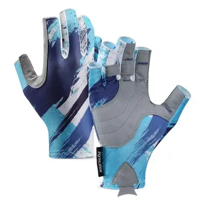 Outdoor Half Finger Fishing Gloves Blue Grey