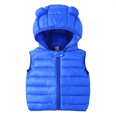 Kids Hooded Vest Light Blue Bear Ears Winter Wear