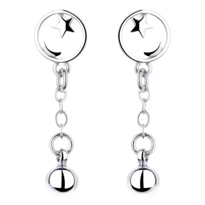 Women's Star Moon Earrings with Round Beads
