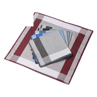 Cotton Men's Handkerchief 3Pcs Vintage Blue Grey