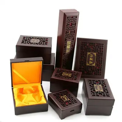 Hetian Jade Box Wooden Resin 24.8x5.9x3.5cm
