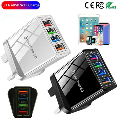 4 USB 3 A Color Charging Head LED Light European Standard