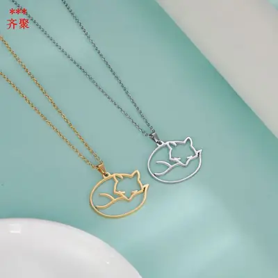 Stainless Steel Fox Pendant Necklace for Women